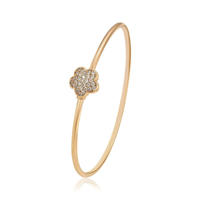 Lovely Flowers Zircon Bangle Bracelet for Young Women 18k High