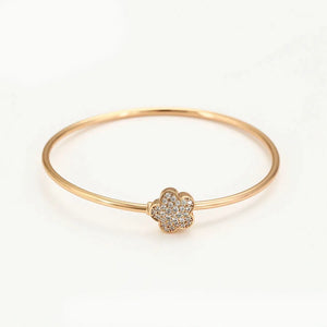 Lovely Flowers Zircon Bangle Bracelet for Young Women 18k High