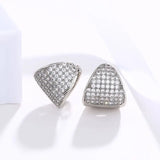 Micro Zircon Triangle Hoop Earrings 18k CZ AAA+ Nickel
