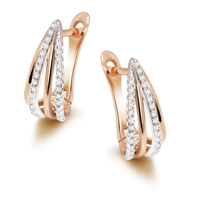 18k Hoop Earrings Women AAA+ Zircon Jewelry