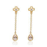 Drop Water Earrings Clear Stone 18k Gold Women