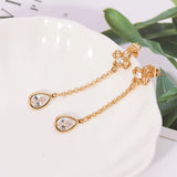 Drop Water Earrings Clear Stone 18k Gold Women