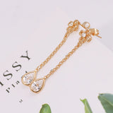 Drop Water Earrings Clear Stone 18k Gold Women