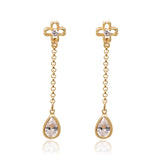 Drop Water Earrings Clear Stone 18k Gold Women