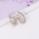 Leaf Shape Hollow Hoop Earrings For Women 18k Jewelry CZ AAA+