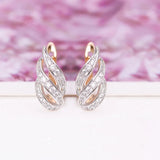 Leaf Shape Hollow Hoop Earrings For Women 18k Jewelry CZ AAA+