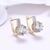 18k Royal Micro Zircon Hoop Earrings for Women AAA+ Nickel