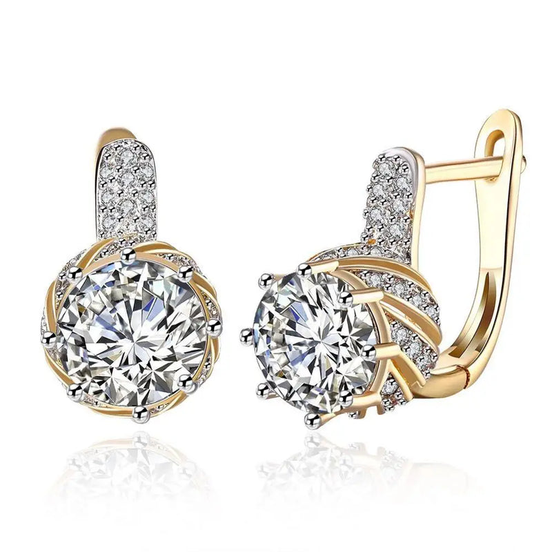 18k Royal Micro Zircon Hoop Earrings for Women AAA+ Nickel
