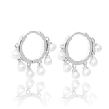 18k Rose Gold Pearl Charm Drop Earrings for Women