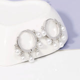 18k Rose Gold Pearl Charm Drop Earrings for Women