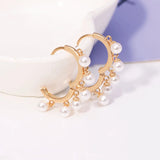 18k Rose Gold Pearl Charm Drop Earrings for Women