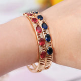Red Oval Zircon Bangle Bracelet 18 Plated High