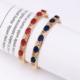 Red Oval Zircon Bangle Bracelet 18 Plated High