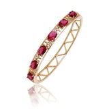 Red Oval Zircon Bangle Bracelet 18 Plated High