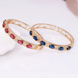 Red Oval Zircon Bangle Bracelet 18 Plated High