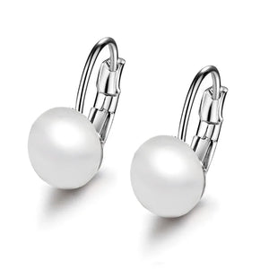 10mm Flat Pearl Hoop Earrings For Women