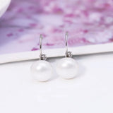 10mm Flat Pearl Hoop Earrings For Women