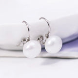 10mm Flat Pearl Hoop Earrings For Women