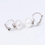 10mm Flat Pearl Hoop Earrings For Women