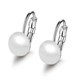 10mm Flat Pearl Hoop Earrings For Women