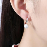 Round Pearl Hoop Earrings 18k AAA+ Top