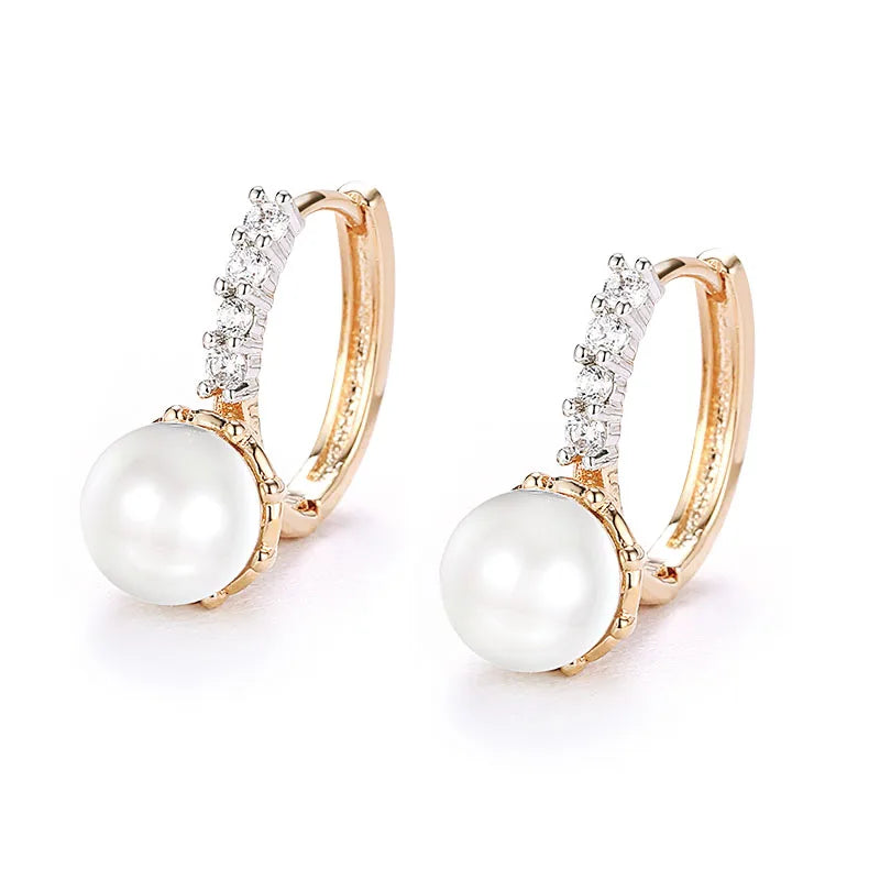 Round Pearl Hoop Earrings 18k AAA+ Top