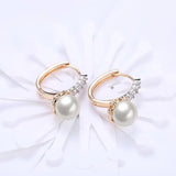 Round Pearl Hoop Earrings 18k AAA+ Top