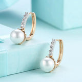 Round Pearl Hoop Earrings 18k AAA+ Top