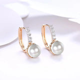 Round Pearl Hoop Earrings 18k AAA+ Top