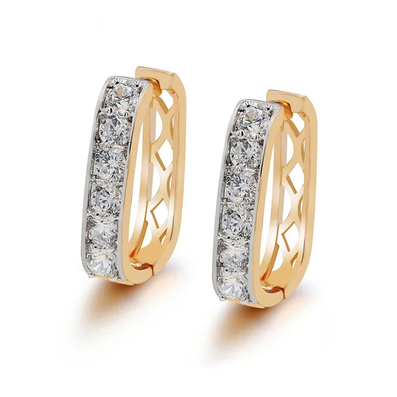 Square Hoop Earrings Mix Top AAA+ CZ