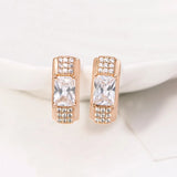 Square Zircon Hoop Earrings 18k CZ Jewelry