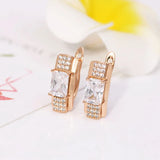 Square Zircon Hoop Earrings 18k CZ Jewelry