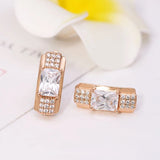 Square Zircon Hoop Earrings 18k CZ Jewelry