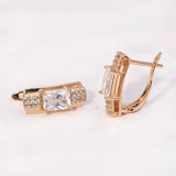 Square Zircon Hoop Earrings 18k CZ Jewelry