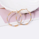 18K Round Circle Earrings 3 Hoops Women Jewelry