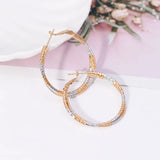 18K Round Circle Earrings 3 Hoops Women Jewelry