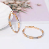 18K Round Circle Earrings 3 Hoops Women Jewelry