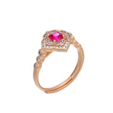 18K Plated Zircon Rose Red Rings For Women - Upmarket Micro CZ Jewelry