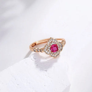 18K Plated Zircon Rose Red Rings For Women - Upmarket Micro CZ Jewelry