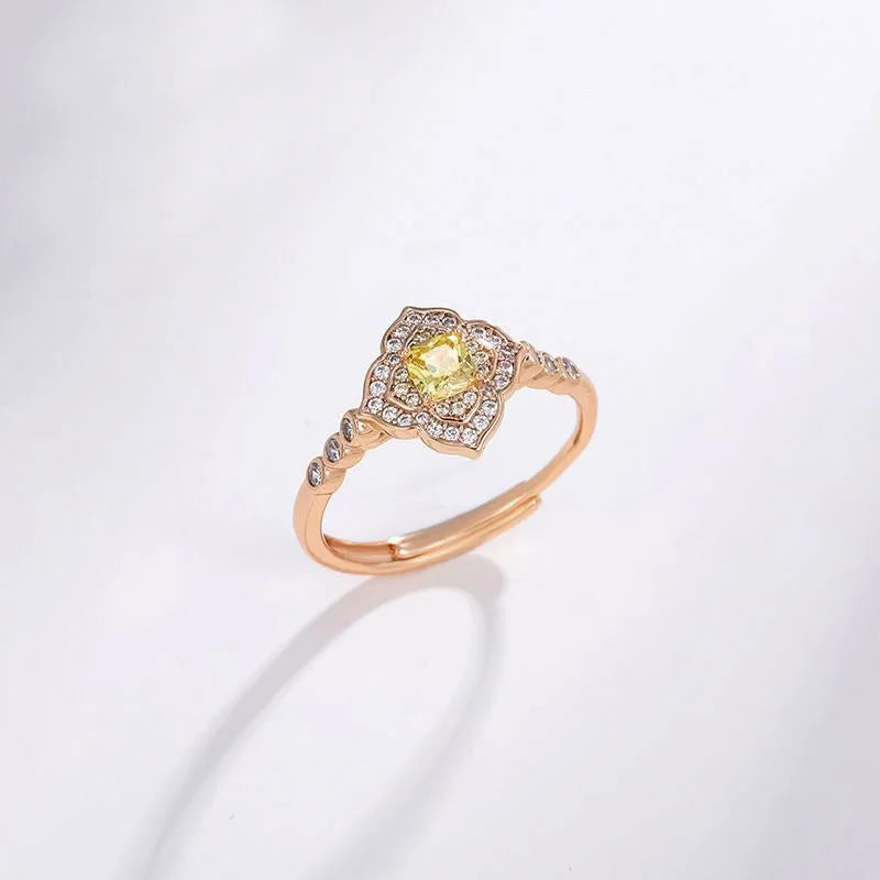 18K Plated Zircon Rose Red Rings For Women - Upmarket Micro CZ Jewelry