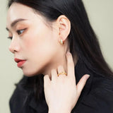 24K Yellow Gold Micro Zircon Hoop Earrings Women Jewelry