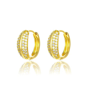 24K Yellow Gold Micro Zircon Hoop Earrings Women Jewelry
