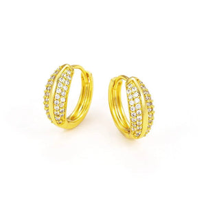 24K Yellow Gold Micro Zircon Hoop Earrings Women Jewelry