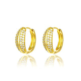 24K Yellow Gold Micro Zircon Hoop Earrings Women Jewelry