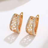 Zircon Flowers Hoop Earrings 585 Plated 18k