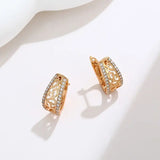 Zircon Flowers Hoop Earrings 585 Plated 18k