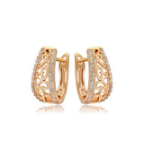 Zircon Flowers Hoop Earrings 585 Plated 18k
