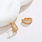 Zircon Flowers Hoop Earrings 585 Plated 18k