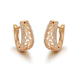 Zircon Flowers Hoop Earrings 585 Plated 18k