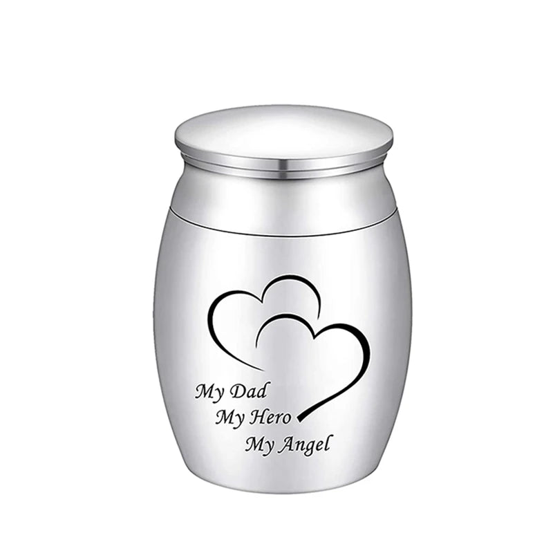 Dad Hero Angel Cremation Keepsake Urns Stainless Steel Ashes Mini Memorial Urn
